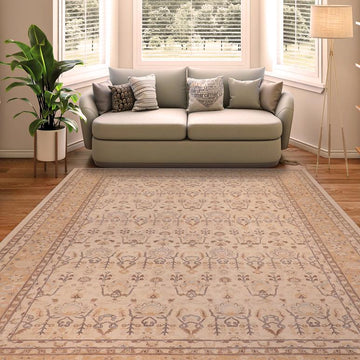 handmade Transitional Kafkaz Chobi Ziegler Ivory Gold Hand Knotted RECTANGLE 100% WOOL area rug 12 x 16